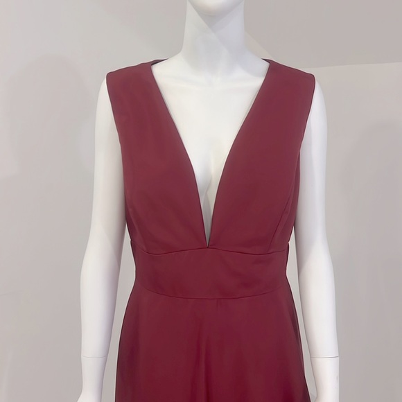 NWT SAMPLE SALE Lela Rose LR242 size 16 Burgundy Mikado PRISTINE - Picture 6 of 7